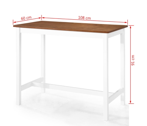 Juego de mesa alta y taburete de cocina 5 pzas madera maciza