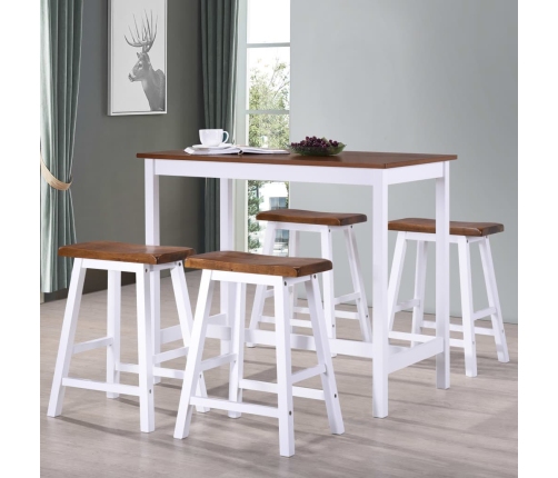 Juego de mesa alta y taburete de cocina 5 pzas madera maciza