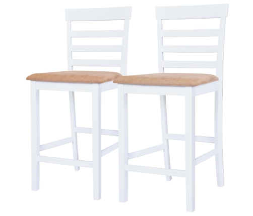 Set mesa y sillas de bar 3 piezas madera maciza marrón y blanco