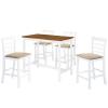 Set mesa y sillas de bar 5 piezas madera maciza marrón y blanco