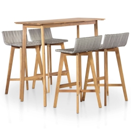 Set de comedor de jardín 5 piezas madera maciza de acacia