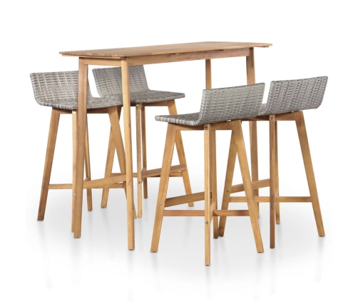 Set de comedor de jardín 5 piezas madera maciza de acacia