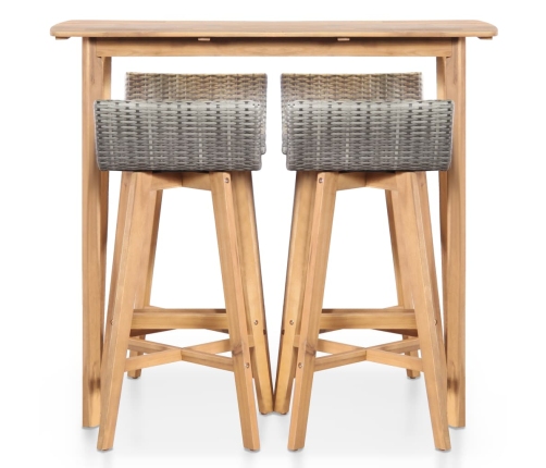 Set de comedor de jardín 5 piezas madera maciza de acacia
