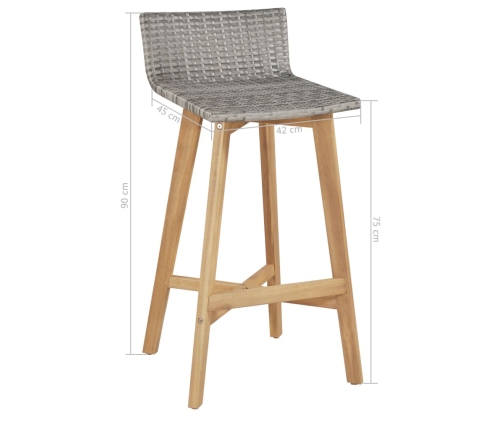 Set de comedor de jardín 5 piezas madera maciza de acacia