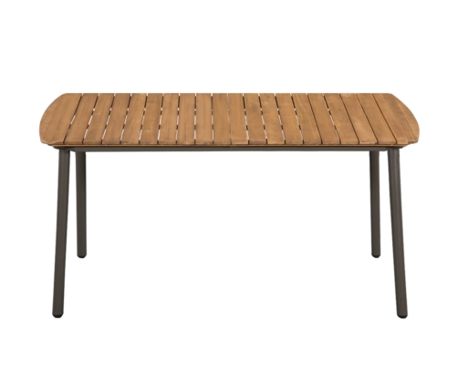 Mesa de jardín madera maciza de acacia y acero 150x90x72 cm