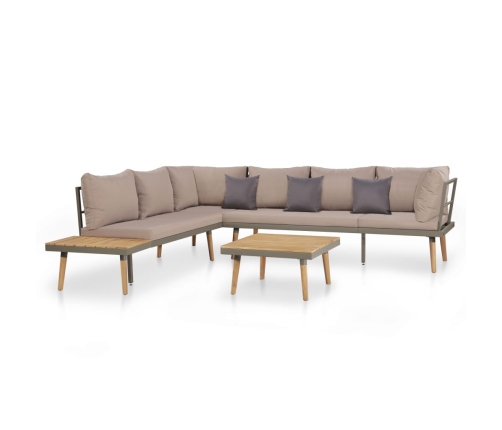 Juego muebles de jardín 4 piezas y cojines madera maciza acacia