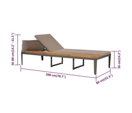 vidaXL Tumbona con cojines madera maciza de acacia marrón