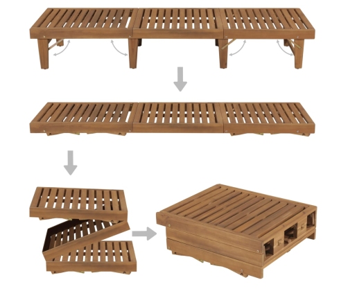 Tumbona plegable de madera maciza de acacia