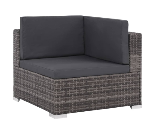 Set de muebles de jardín 6 pzas y cojines ratán sintético gris