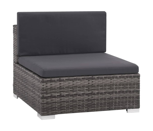 Set de muebles de jardín 6 pzas y cojines ratán sintético gris