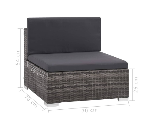 Set de muebles de jardín 6 pzas y cojines ratán sintético gris