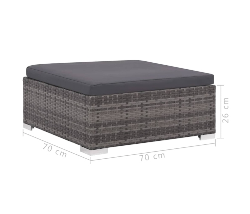 Set de muebles de jardín 6 pzas y cojines ratán sintético gris