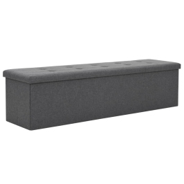 Banco almacenaje plegable lino sintético 150x38x38 gris oscuro