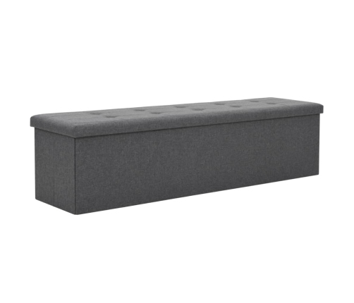 Banco almacenaje plegable lino sintético 150x38x38 gris oscuro