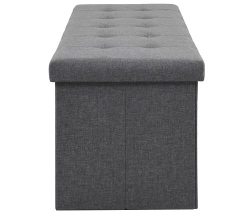 Banco almacenaje plegable lino sintético 150x38x38 gris oscuro