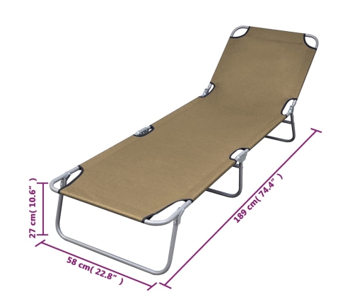 Tumbona plegable con respaldo ajustable taupé