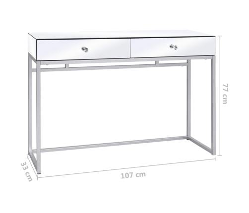 vidaXL Mesa consola de espejo de acero y vidrio 107x33x77 cm