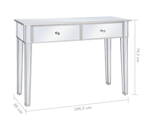 vidaXL Mesa consola de espejo de MDF y vidrio 106,5x38x76,5