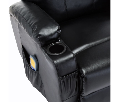 Sillón de masaje mecedora de cuero sintético negro