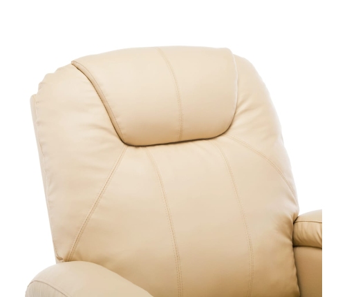 Sillón de masaje mecedora de cuero sintético crema