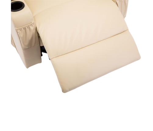 Sillón de masaje mecedora de cuero sintético crema