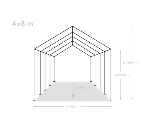 Carpa para fiestas PE gris 4x8 m