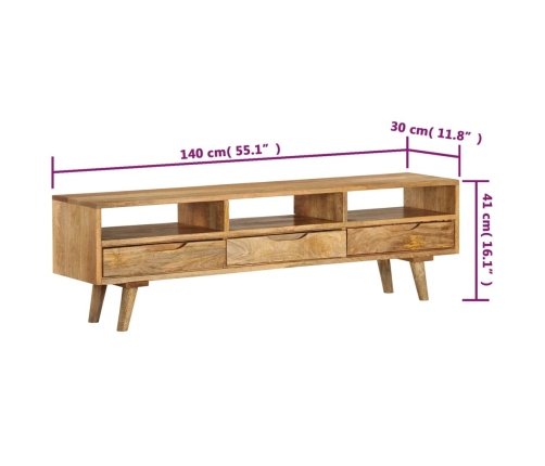 Mueble para TV de madera maciza de mango 140x30x41 cm