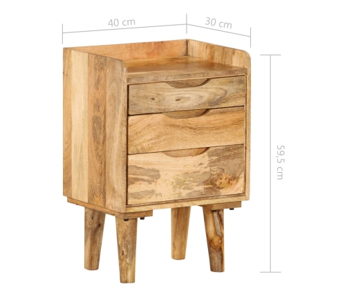 Mesita de noche de madera maciza de mango 40x30x59,5 cm