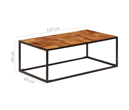 vidaXL Mesa de centro madera maciza de acacia y acero 110x60x40 cm