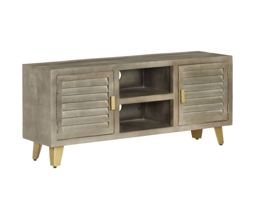 Mueble para TV madera maciza mango con latón gris 110x30x48 cm