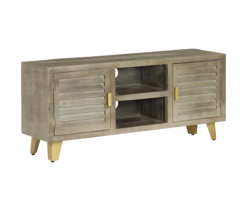 Mueble para TV madera maciza mango con latón gris 110x30x48 cm