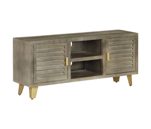 Mueble para TV madera maciza mango con latón gris 110x30x48 cm