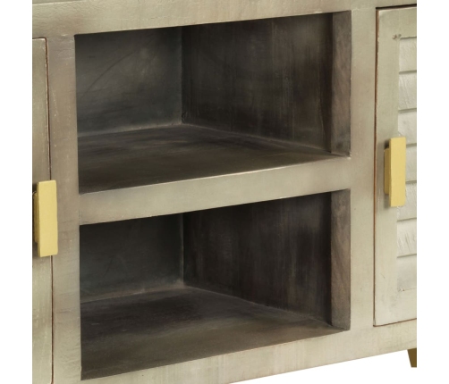 Mueble para TV madera maciza mango con latón gris 110x30x48 cm