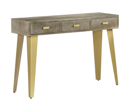 Mesa consola madera maciza de mango con latón gris 110x35x76 cm