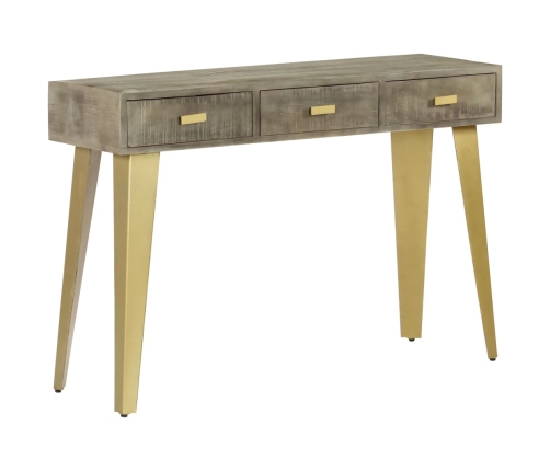 Mesa consola madera maciza de mango con latón gris 110x35x76 cm