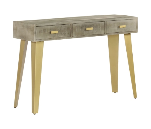 Mesa consola madera maciza de mango con latón gris 110x35x76 cm