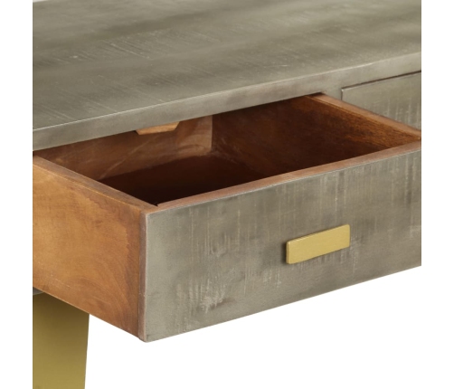 Mesa consola madera maciza de mango con latón gris 110x35x76 cm