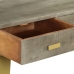 Mesa consola madera maciza de mango con latón gris 110x35x76 cm