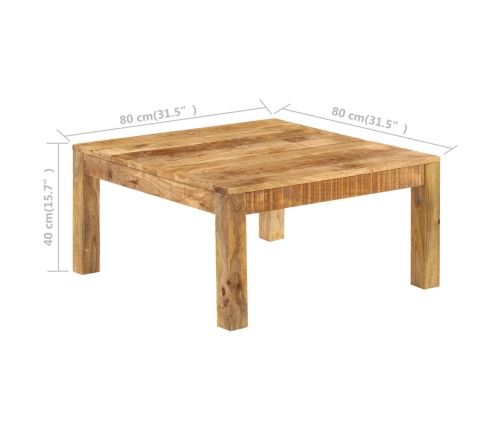 vidaXL Mesa de centro de madera maciza de mango 80x80x40 cm