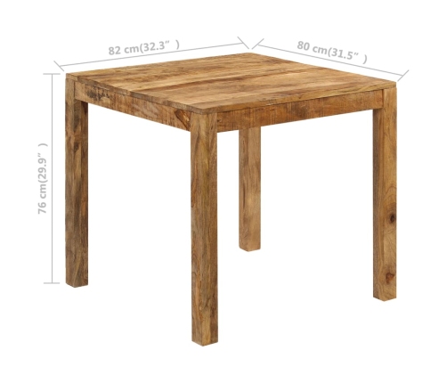 Mesa de comedor de madera maciza de mango 82x80x76 cm