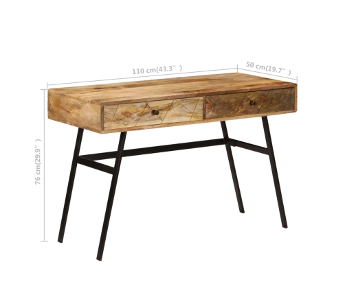 Escritorio con cajones madera maciza de mango 110x50x76 cm