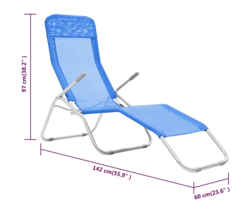 vidaXL Tumbonas plegables 2 unidades textilene azul