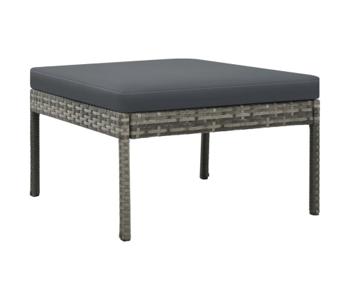 Set de muebles de jardín 3 pzas y cojines ratán sintético gris