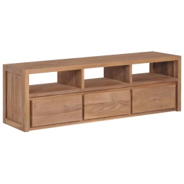 Mueble para TV madera maciza teca acabado natural 120x30x40 cm