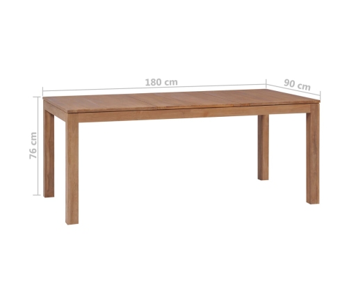 Mesa de comedor madera teca maciza acabado natural 180x90x76 cm