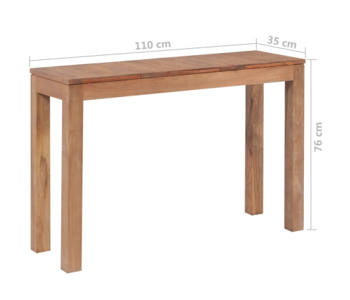 Mesa consola de madera teca maciza acabado natural 110x35x76 cm