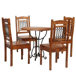 Juego de mesas de comedor 5 piezas madera maciza de acacia