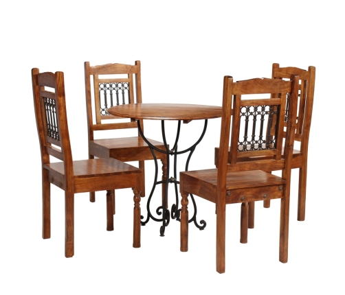 Juego de mesas de comedor 5 piezas madera maciza de acacia