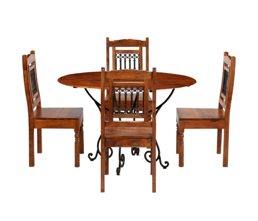 Juego de mesas de comedor 5 piezas madera maciza de acacia