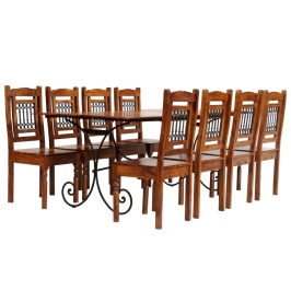 Juego de mesas de comedor 9 piezas madera maciza de acacia